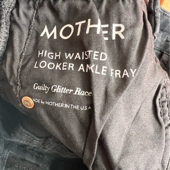 MOTHER High Waisted Looker Ankle Fray Jeans in Guilty Glitter Racer Size 25 - Picture 7 of 7